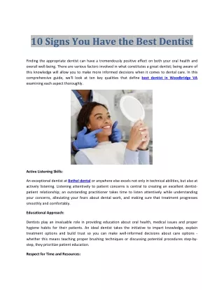 10 Signs You Have the Best Dentist in USA