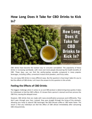 How Long Does it Take for CBD Drinks to Kick In