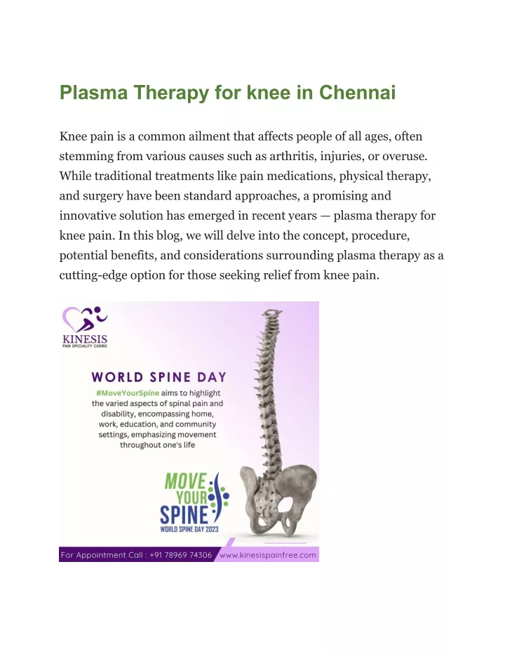 plasma therapy for knee in chennai