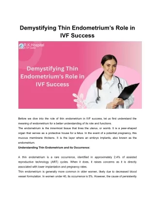 Demystifying Thin Endometrium’s Role in IVF Success