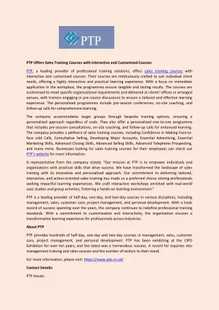 ptp offers sales training courses with