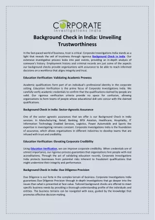 Background Check in India Unveiling Trustworthiness