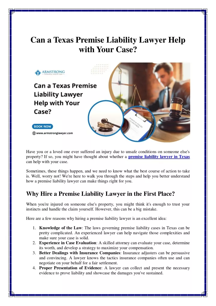 can a texas premise liability lawyer help with