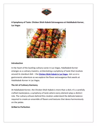 A Symphony of Taste: Chicken Shish Kabob Extravaganza at Halalkabob Korner, Las