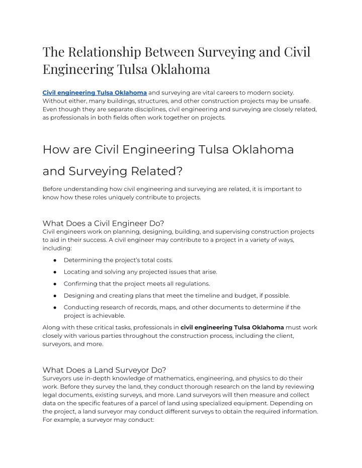 the relationship between surveying and civil