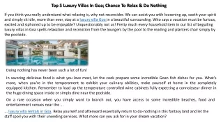 Top 5 Luxury Villas In Goa Chance To Relax & Do Nothing
