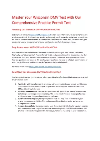 Wisconsin dmv practice test Wisconsin Permit Practice Test