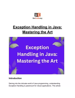 Exception Handling in Java_ Mastering the Art