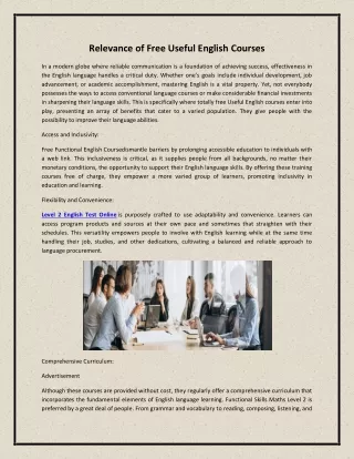 relevance of free useful english courses