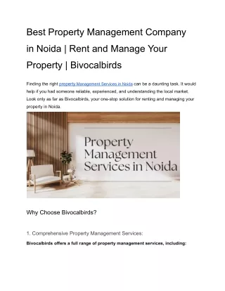 Best Property Management Company in Noida _ Rent and Manage Your Property _ Bivocalbirds
