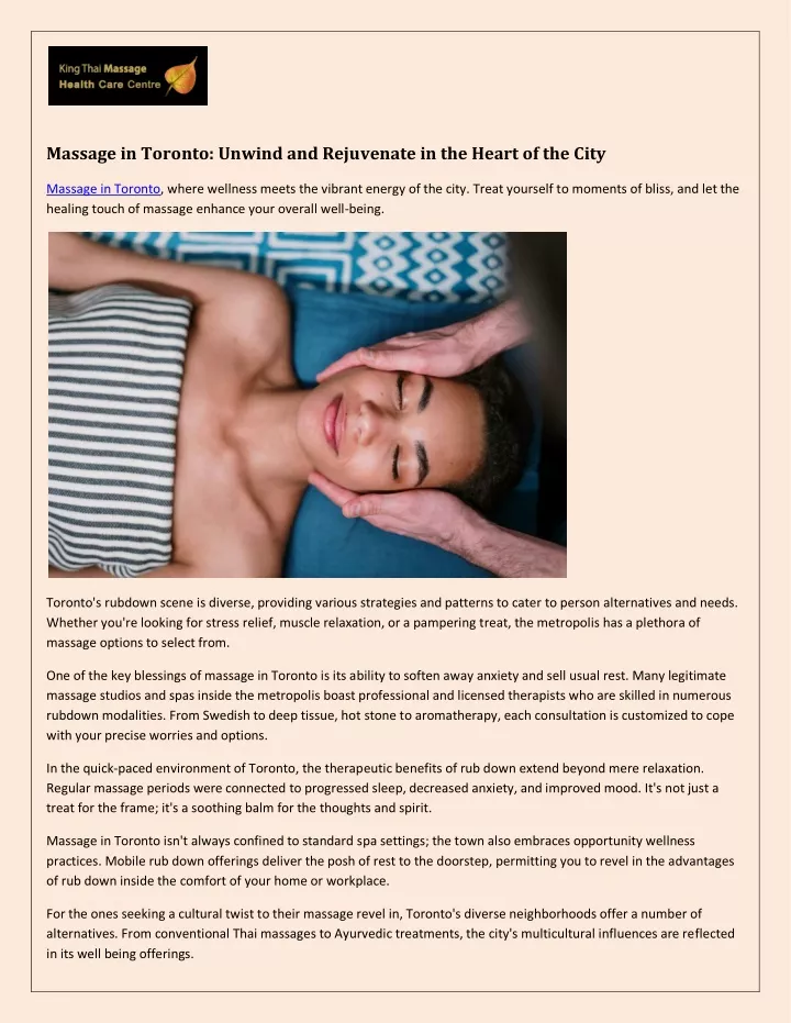 massage in toronto unwind and rejuvenate