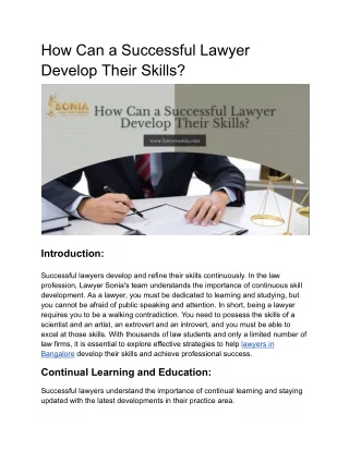 How Can a Successful Lawyer Develop Their Skills