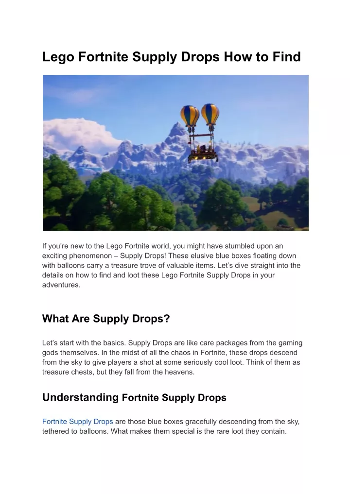 lego fortnite supply drops how to find
