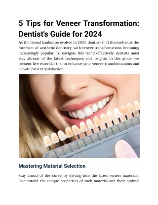 5 Tips for Veneer Transformation_ Dentist's Guide for 2024