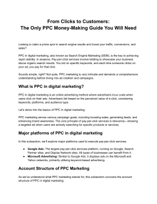 From Clicks to CustomersThe Only PPC Money-Making Guide You Will Need