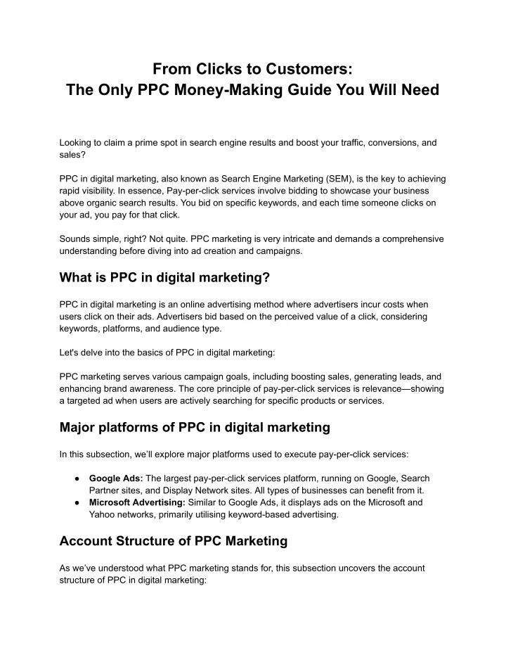from clicks to customers the only ppc money
