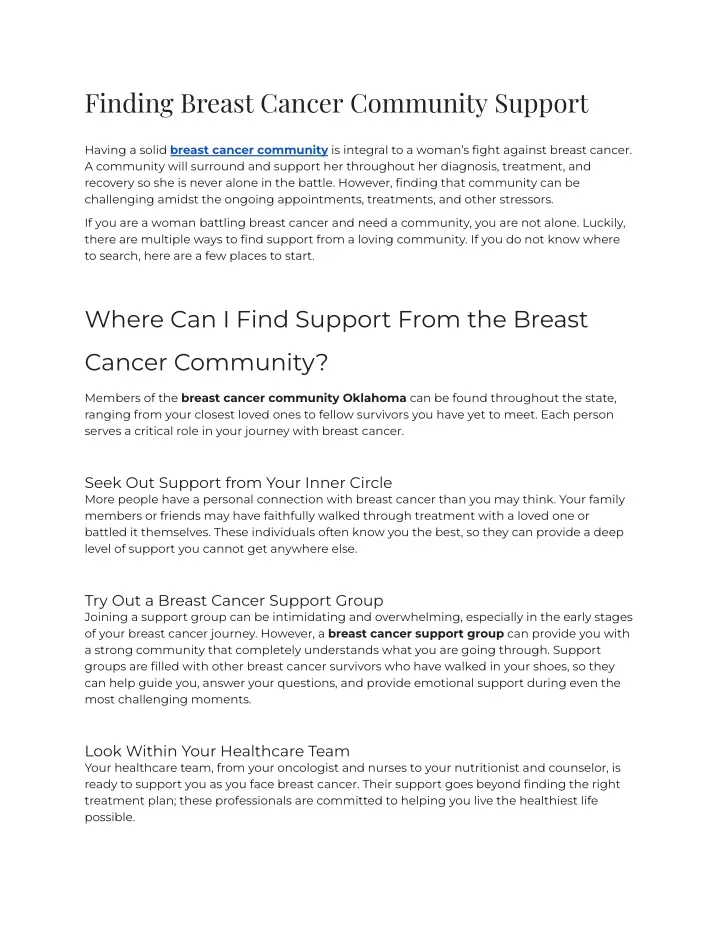 finding breast cancer community support