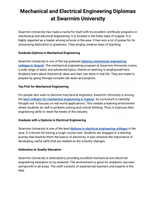 mechanical and electrical engineering diplomas