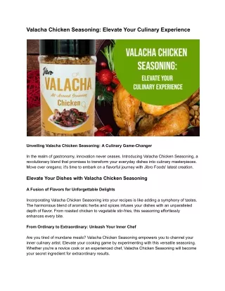 Valacha Chicken Seasoning_ Elevate Your Culinary Experience