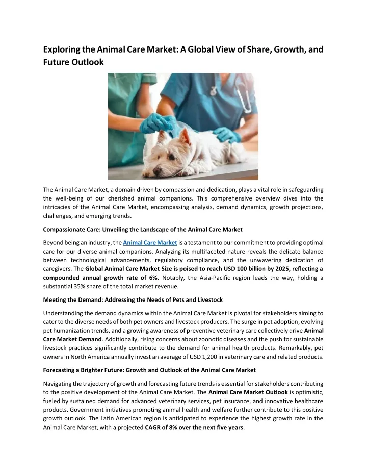 exploring the animal care market a global view