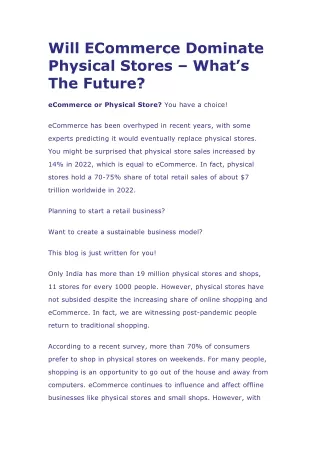 will ecommerce dominate physical stores what