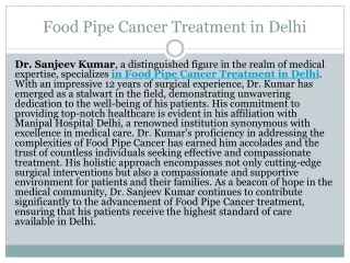 Food Pipe Cancer Treatment in Delhi