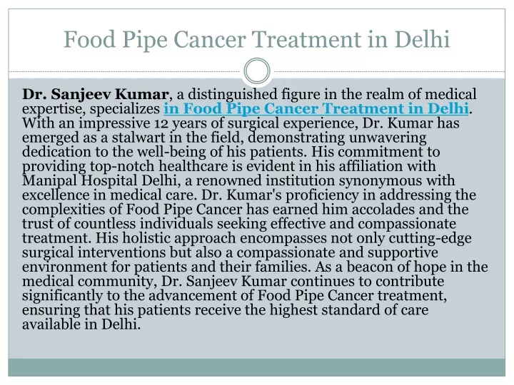 food pipe cancer treatment in delhi