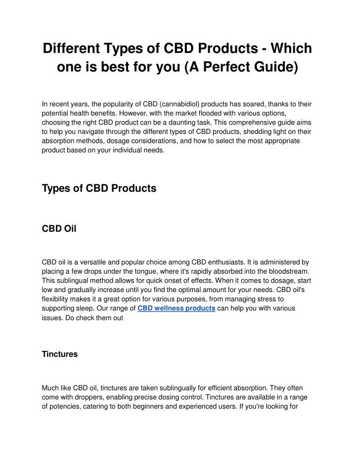 different types of cbd products which one is best for you a perfect guide