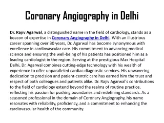 Coronary Angiography in Delhi