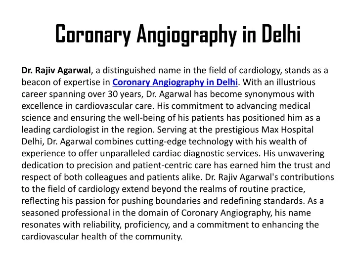 coronary angiography in delhi