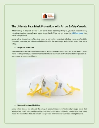 The Ultimate Face Mask Protection with Arrow Safety Canada