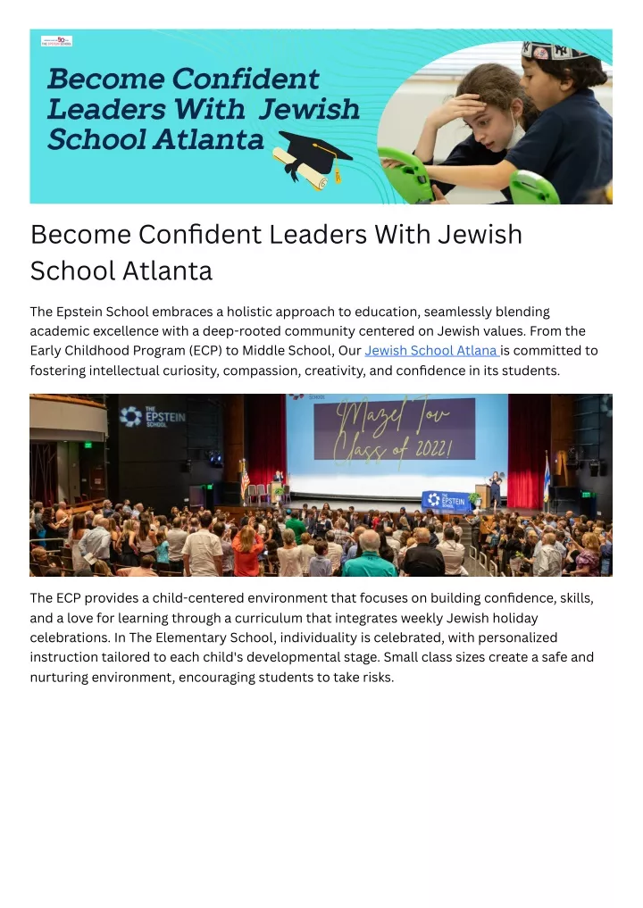 become confident leaders with jewish school