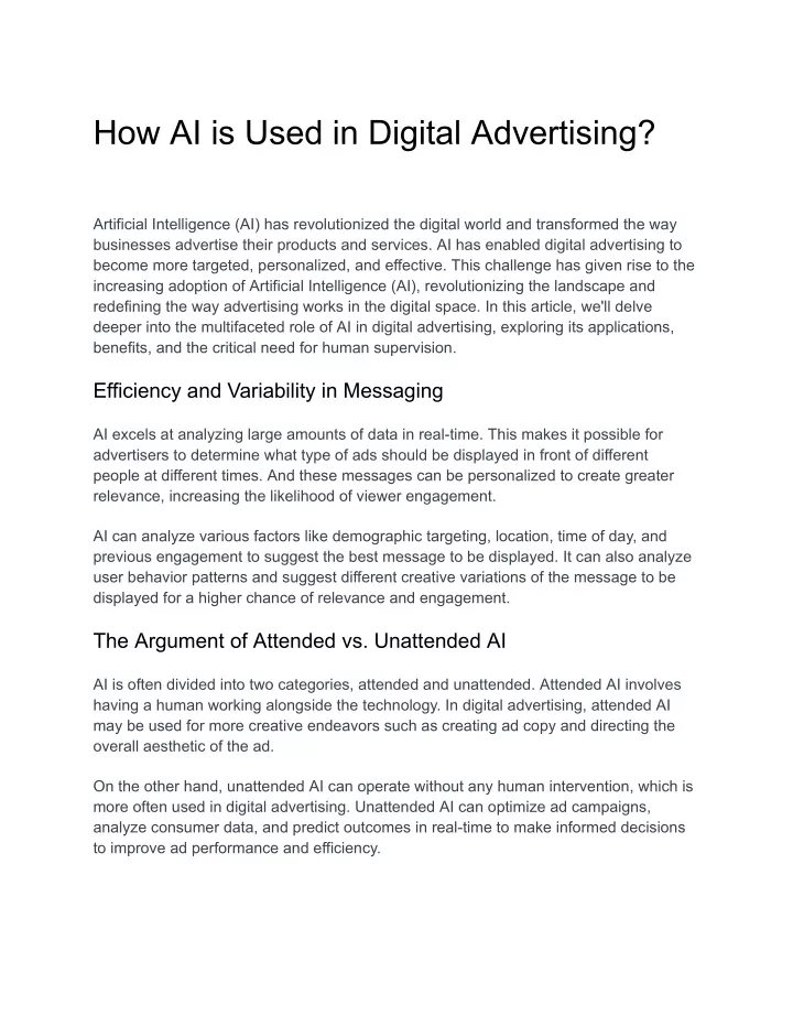 how ai is used in digital advertising
