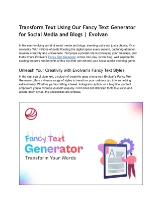 Transform Text Using Our Fancy Text Generator for Social Media and Blogs