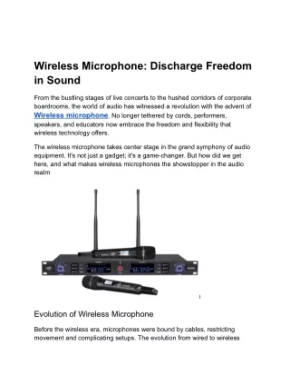 Wireless Microphone A Symphony of Freedom and Precision