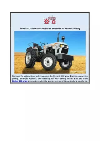 eicher 333 tractor price affordable excellence