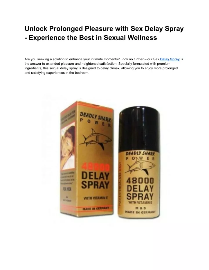 unlock prolonged pleasure with sex delay spray