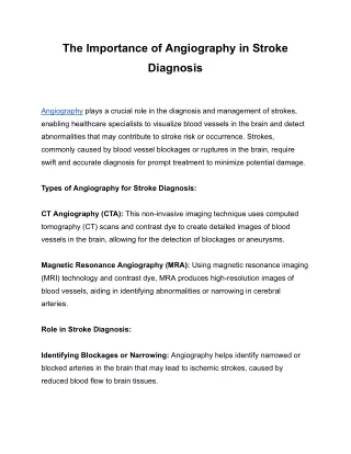 The Importance of Angiography in Stroke Diagnosis