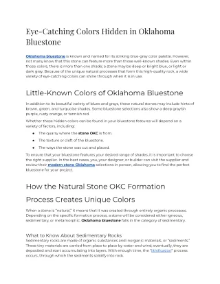 Eye-Catching Colors Hidden in Oklahoma Bluestone
