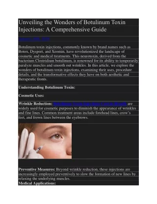 unveiling the wonders of botulinum toxin