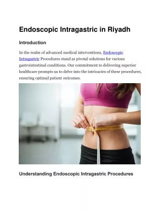Endoscopic Intragastric in Riyadh