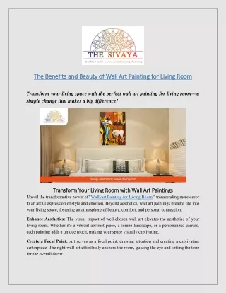 The Benefits and Beauty of Wall Art Painting for Living Room