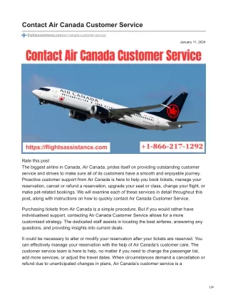 Contact Air Canada Customer Service