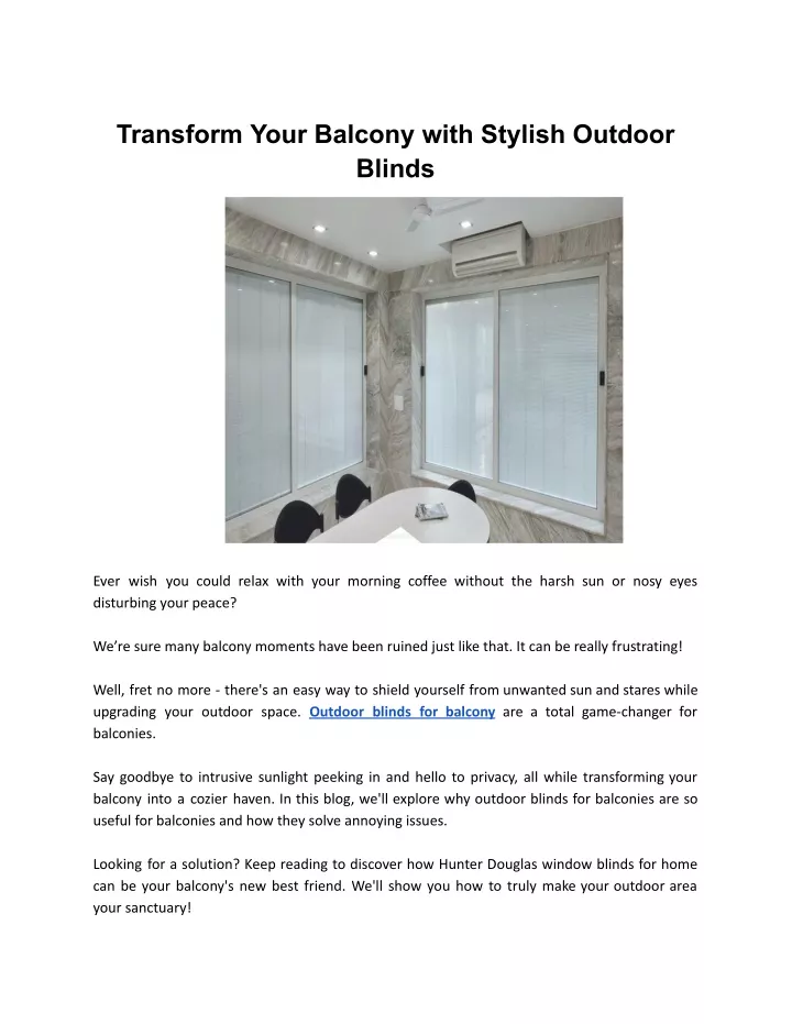 transform your balcony with stylish outdoor blinds