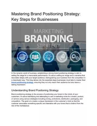 Brand Positioning Strategy _ A Guide for Business Success