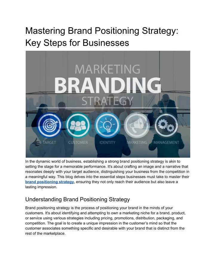 mastering brand positioning strategy key steps