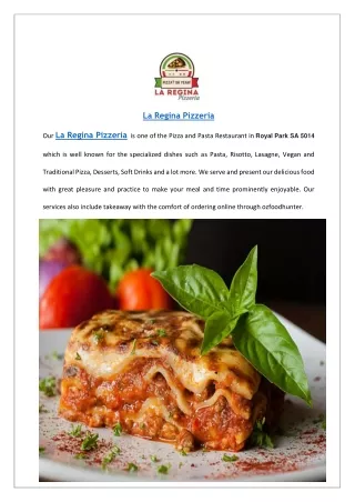 Get a $7 offer at La Regina Pizzeria Menu | Order now