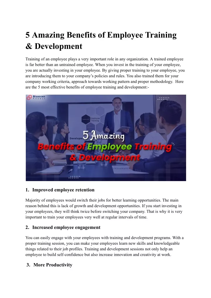 5 amazing benefits of employee training