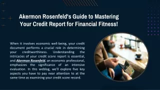 Akermon Rosenfeld's Guide to Mastering Your Credit Report for Financial Fitness!