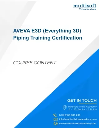 AVEVA E3D (Everything 3D) Piping Training Certification